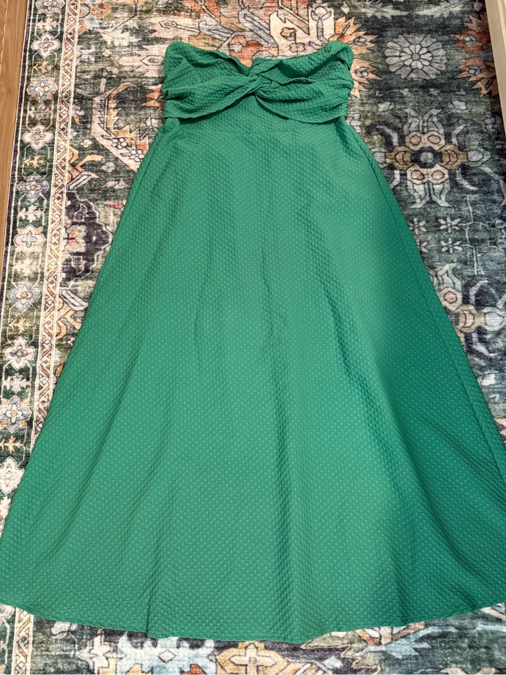 Strapless Green A-Line Dress